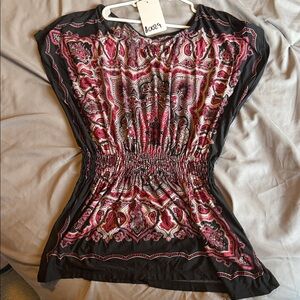 Elegant Black and Pink Paisley Women's Blouse